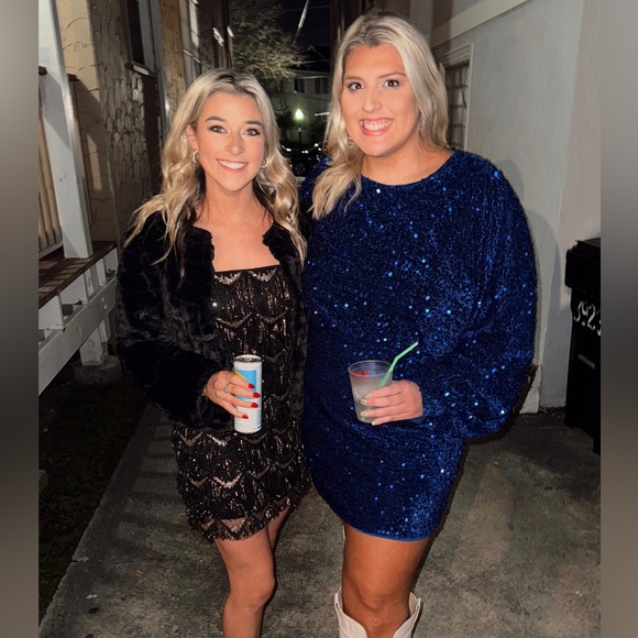 Size 16 Boohoo Blue Sequin dress - Picture 2 of 2